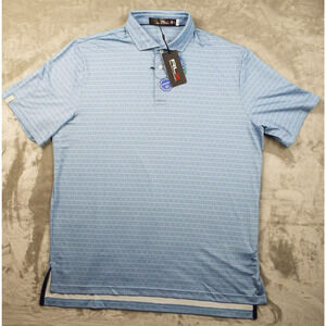 RLX Ralph Lauren Shirt Mens Large Blue Golf Activewear Wicking Polo Pullover